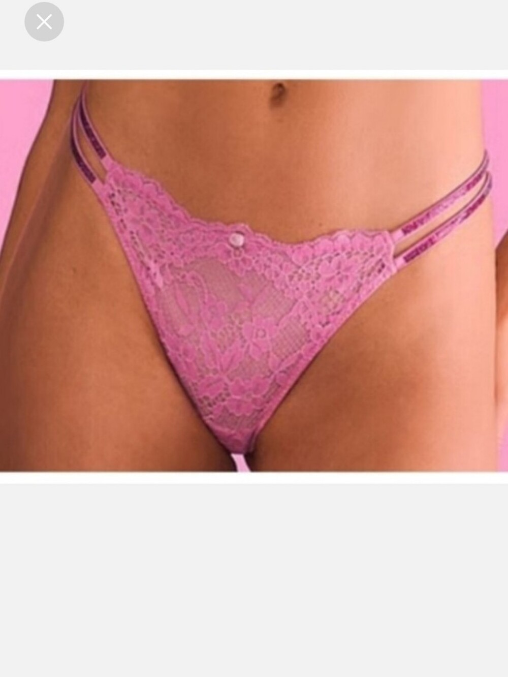 Victoria's Secret Dream Angel's Twinkle Shine Strap Lace Brazilian Panty PINK XL